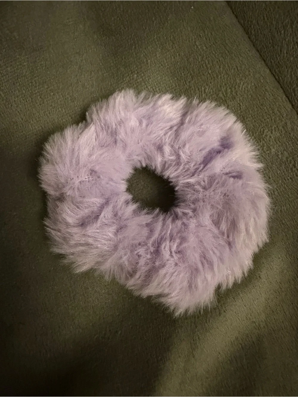 2 Pack - bear glitter bow scrunchie & lavender color furry soft stretchy scrunch